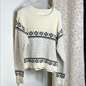 Women's Cream and Black Patterned Sweater